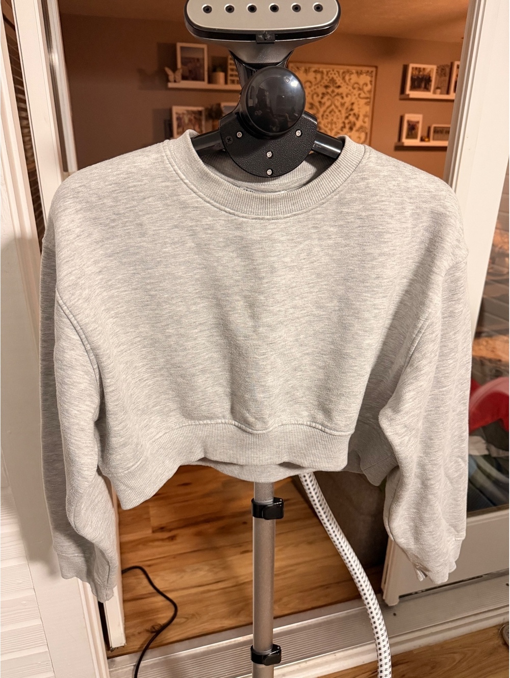 Zara light gray cropped sweatshirt